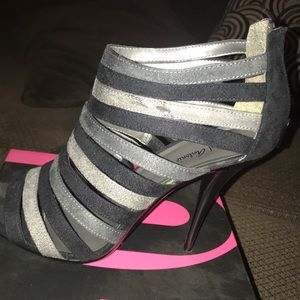 Black and grey high heels